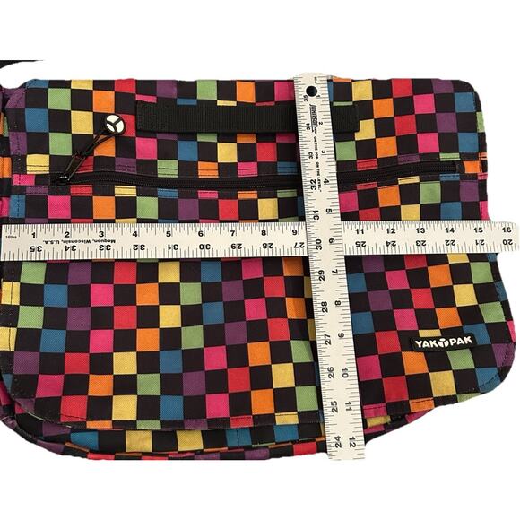 Yak Pak Crossbody Messenger Bag Multi-Color Checkerboard Bag - Picture 3 of 7